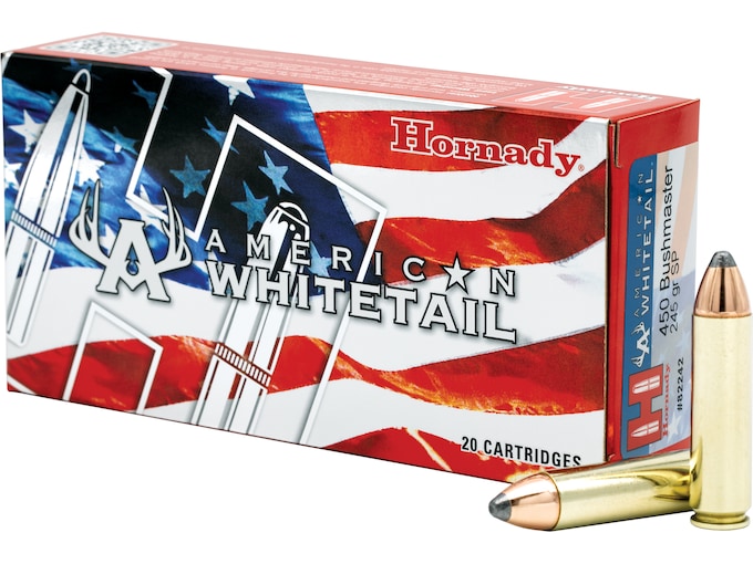 Hornady American Whitetail 450 Bushmaster Ammo 245 Grain Hornady Interlock Jacketed Soft Point 500round Hornady American Whitetail 450 Bushmaster Ammo 245 Grain Hornady Interlock Jacketed Soft Point 500round - Ammunition - Taurus X22 Frt Inc